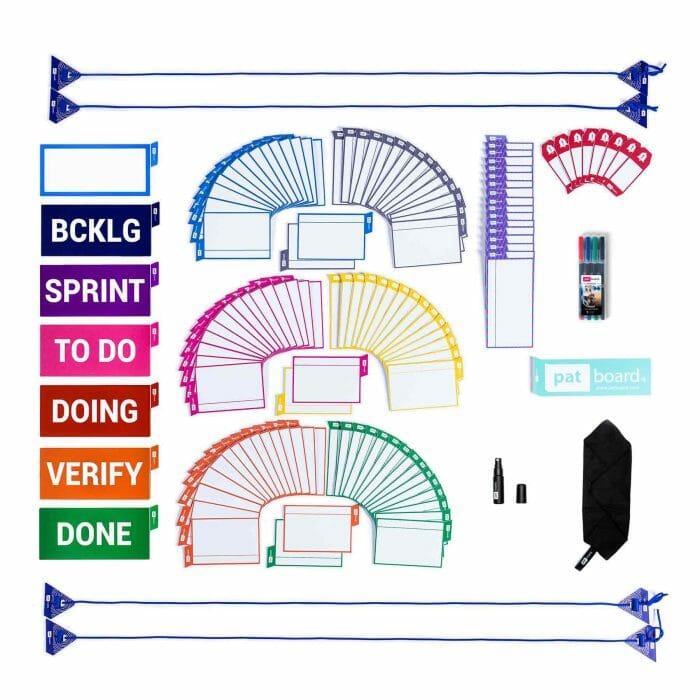 PATboard full glass set - For scrum board and kanban board - The agile tool kit with reusable cards