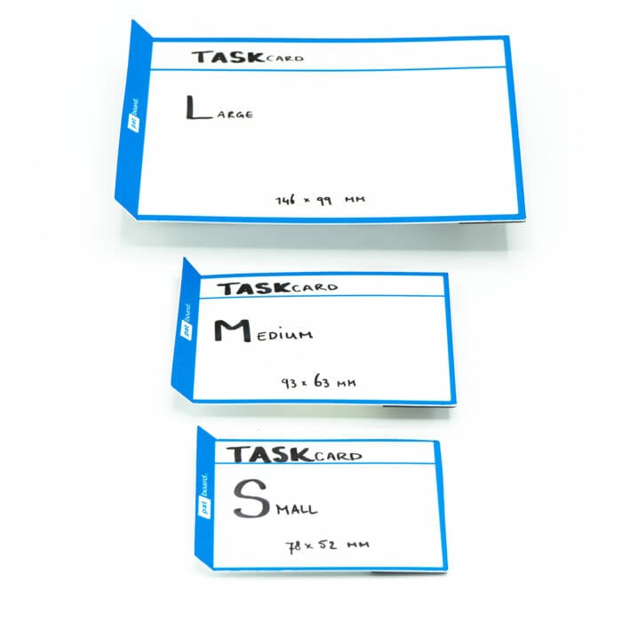 PATboard TASKcards magnetic notes compare S/M/L - For scrum board or kanban board