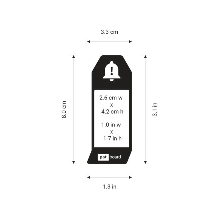 PATboard IMPEDIMENTcards sizes - in centimeters and inches