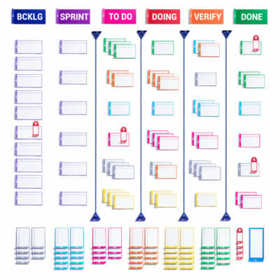 El juego de herramientas magnéticas de la PATboard profesional - Para la tabla de scrum o la tabla kanban - Caja de herramientas ágil con imanes reutilizables