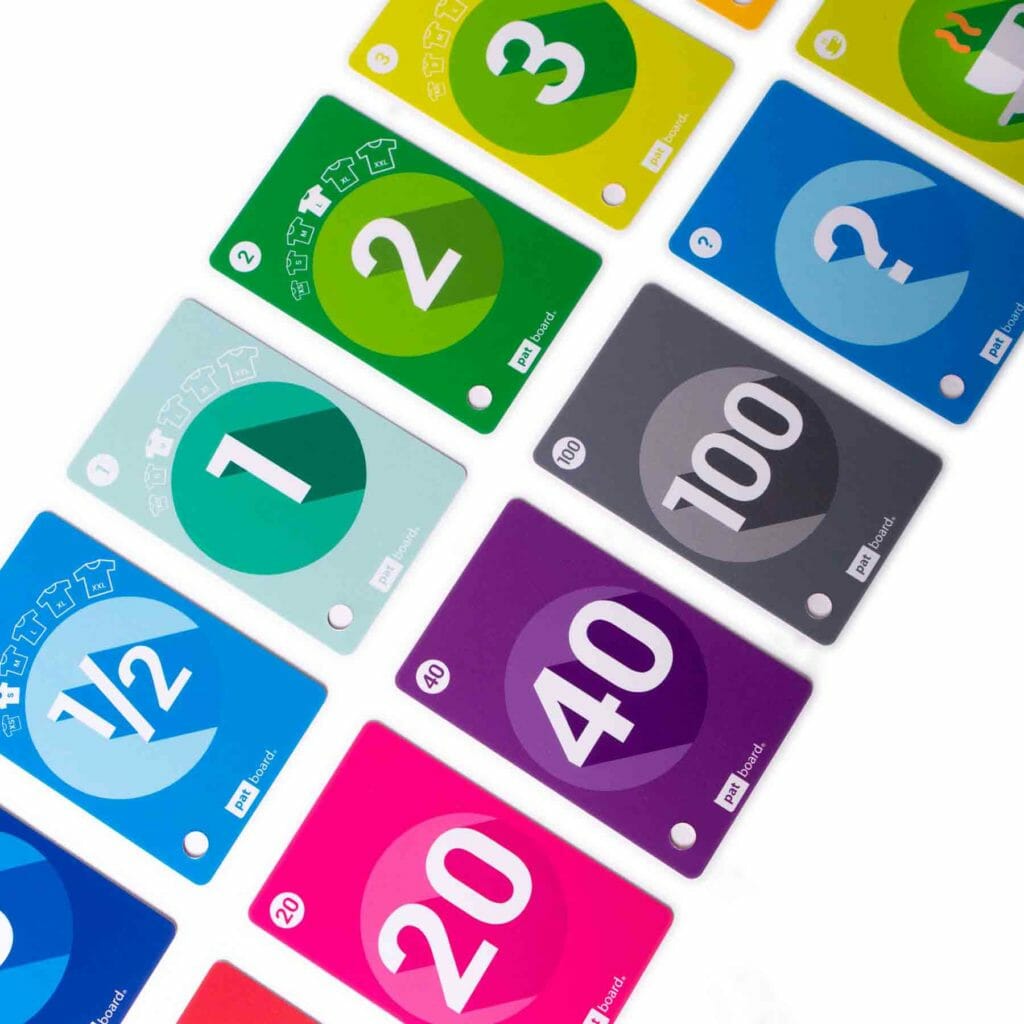 Agile scrum set Planning Poker Cards 4x PATboard