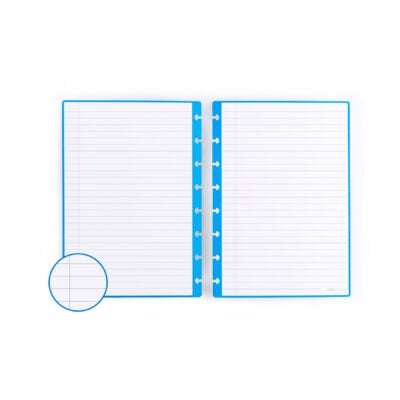 blaue linierte Blätter Seiten wiederverwendbare Notizbuch Produktivität Raketenbuch Notizbuchseiten Schreiben Bullet Journal Planer