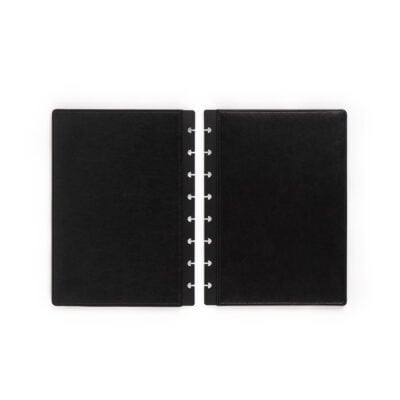 Leder schwarzer Einband vorne und hinten wiederverwendbares Notizbuch rocketbook nachhaltige Schreibideen Produktivität Kreativität Planer Bullet Journal