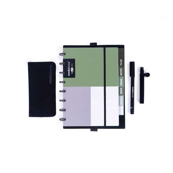 Modubooq™ organizer, sage – modular reusable smart notebook A5